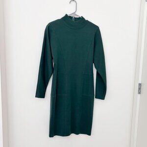 Nina Patrick Vintage Emerald Green Mock Neck Wool Blend Sweater Dress